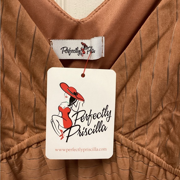 Perfectly Priscilla NWT Causing A Disturbance Rust color dress Medium women’s - Picture 4 of 8